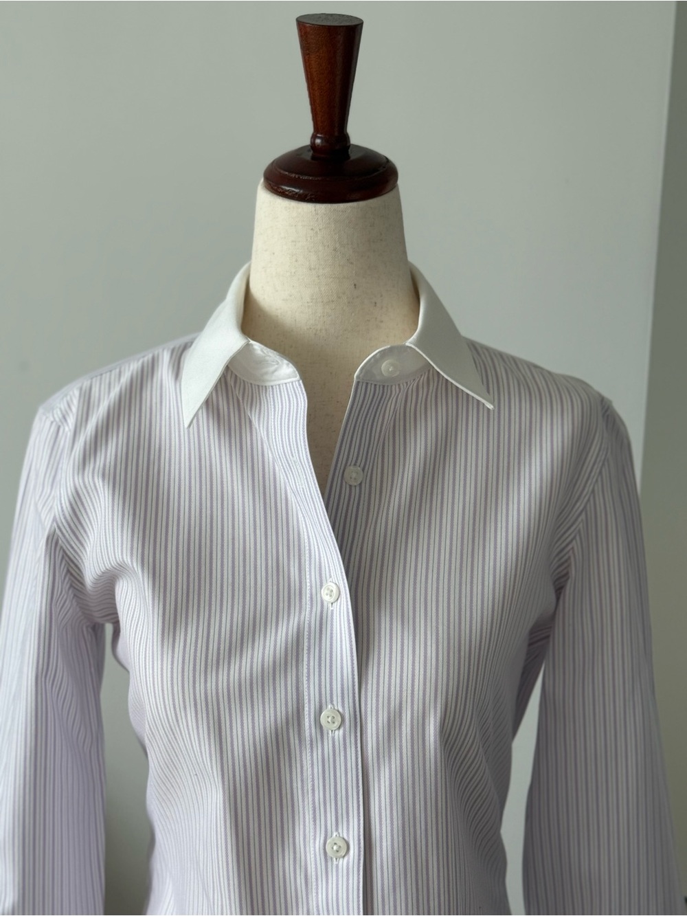 Brooks Brothers White Collar Lavender Stripe Women's Button-Up Shirt